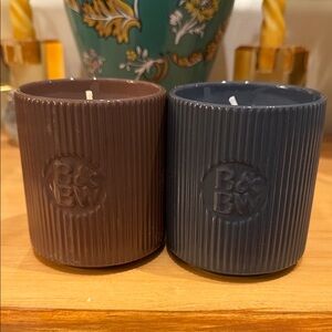 Leaves & Mahogany Teakwood Ceramic Candle Duo
